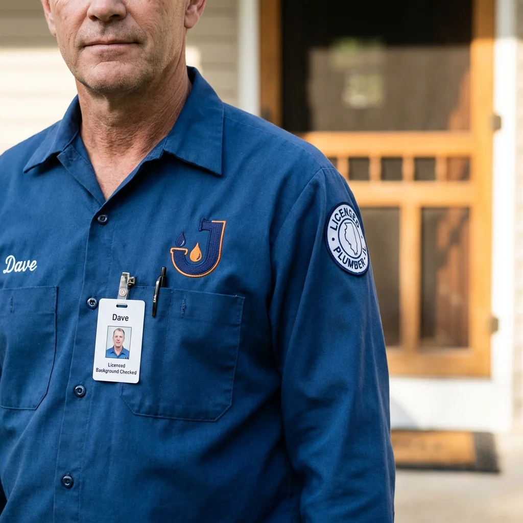 Licensed plumber showing ID badge in Hutchinson, MN