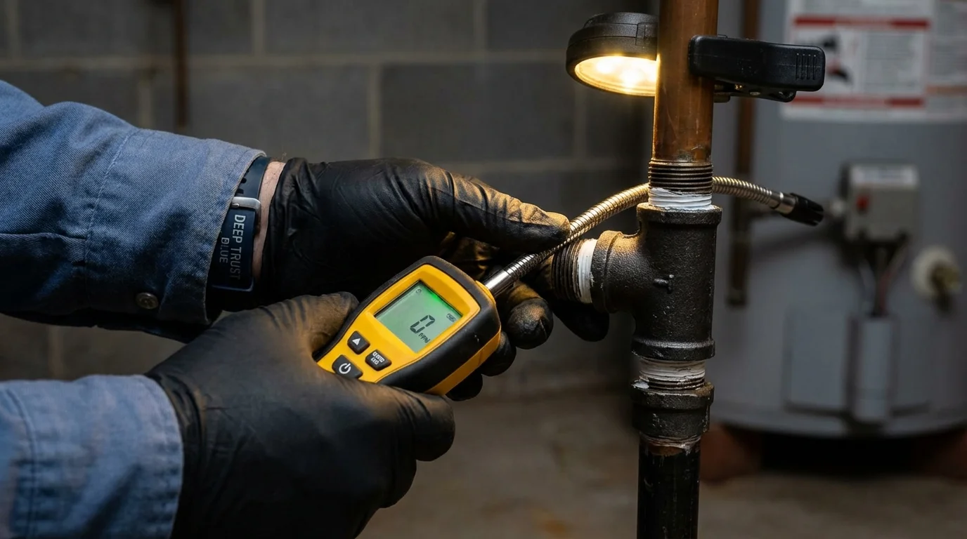 Gas leak detection with electronic sniffer by Johns Plumbing LLC in Hutchinson